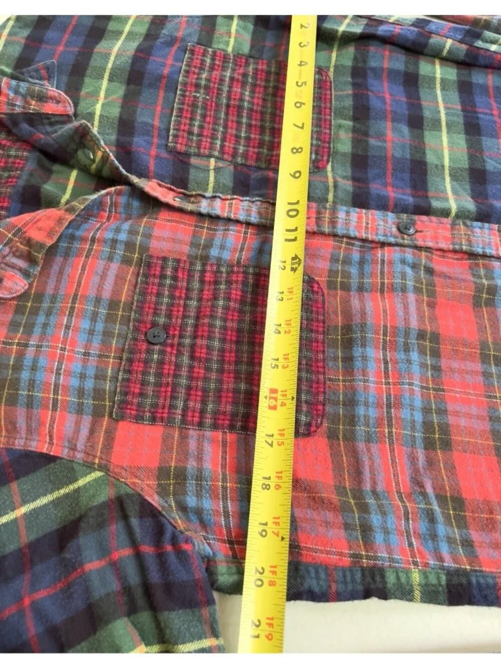 J. Crew Mens M Patchwork Flannel Shirt Mixed Plaid Tartan Cotton